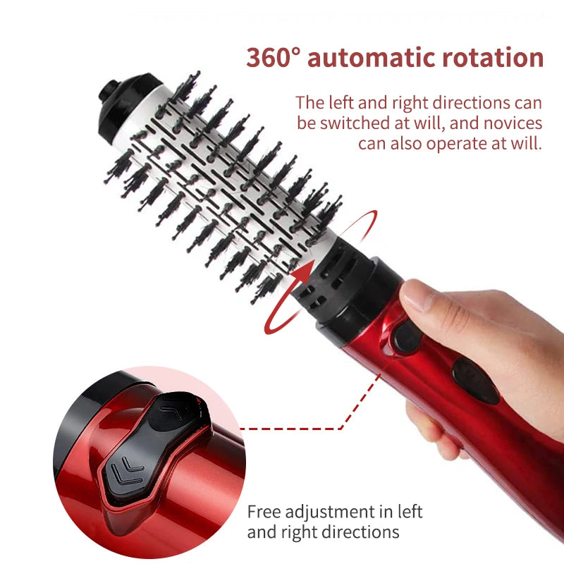 3 In 1 Auto Rotating Hair Dryer Brush  Hot Air Brush Electric Comb Multifunction Anion Brush Curling Hair Curl - Shops Fab