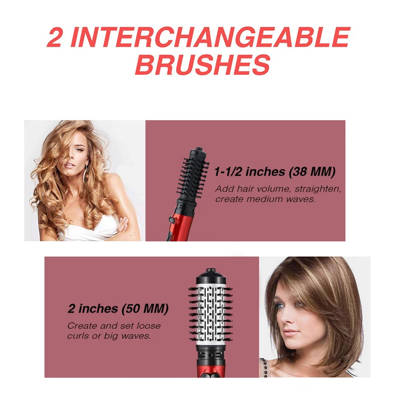 3 In 1 Auto Rotating Hair Dryer Brush  Hot Air Brush Electric Comb Multifunction Anion Brush Curling Hair Curl - Shops Fab