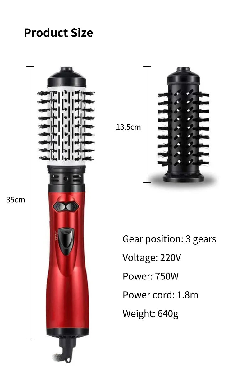 3 In 1 Auto Rotating Hair Dryer Brush  Hot Air Brush Electric Comb Multifunction Anion Brush Curling Hair Curl - Shops Fab