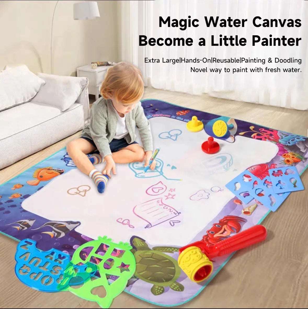 100x80CM Coloring Magic Water Drawing Mat