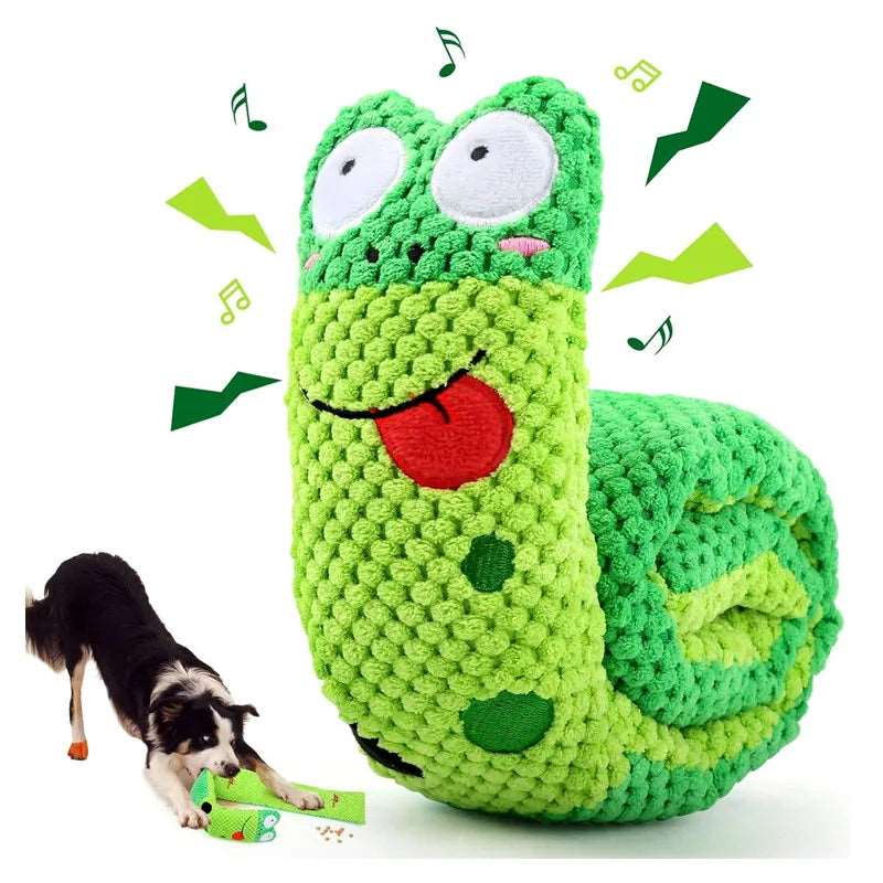 Indestructible Plush Sound Squeak Snail Toy